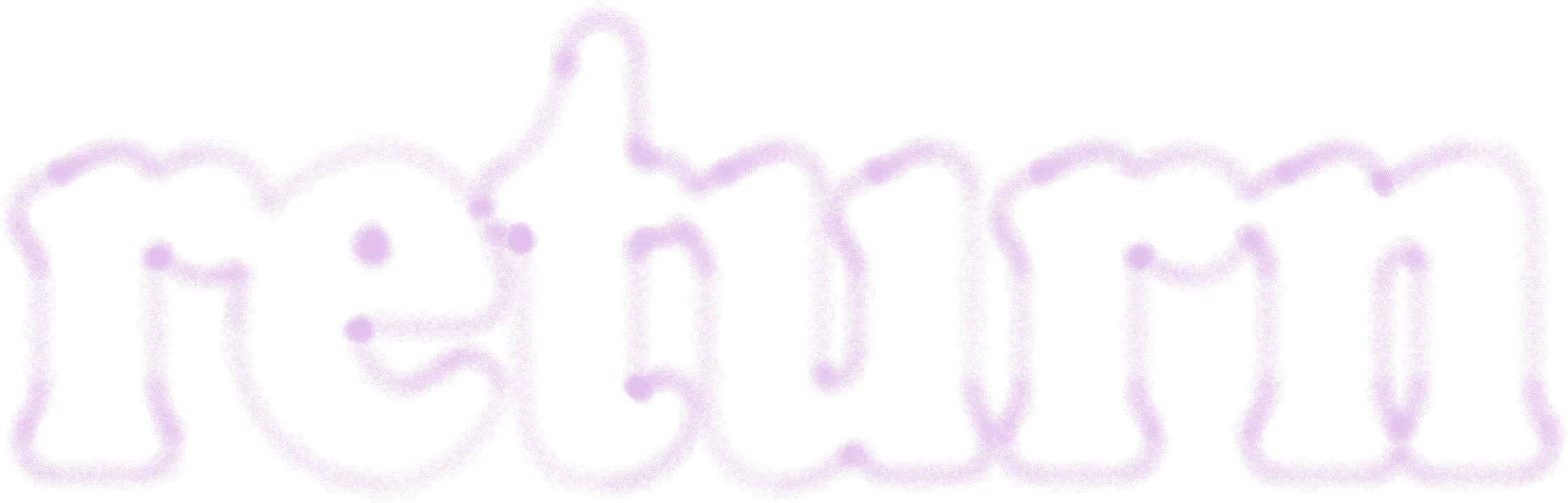 Purple Garden, return text in graffiti. Represents coming back to our garden to get clarity each time.