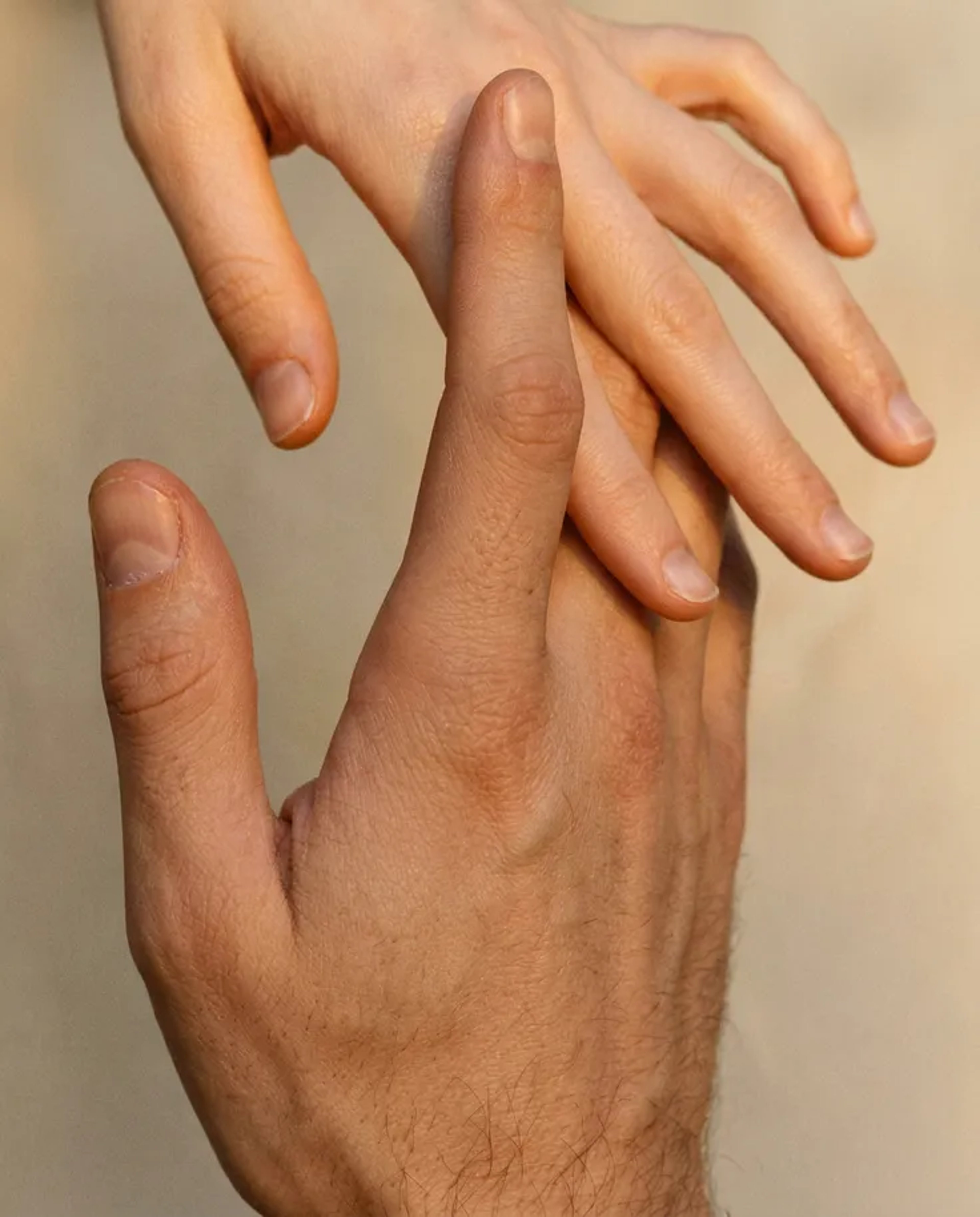 Close-up of an open palm, representing a palm or life-line reading